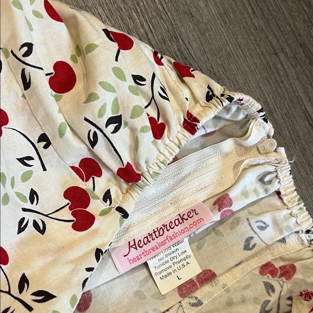 Heartbreakers Vintage Retro Halter Cherry Print Dress L - Picture 3 of 7